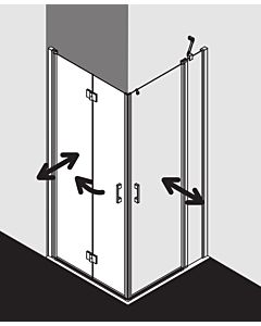 Kermi Liga Kermi angle porte pliante Liga battante LI2CL120181PK 120x185cm, argenté brillant mat, TSG clear Clean, gauche, sur receveur de douche