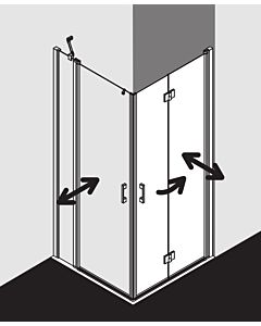 Kermi Liga Kermi Liga half pendulum folding door LI2CR080181PK 80x185cm, matt silver, TSG clear clean, right, on shower tray