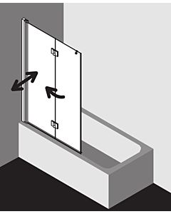 Kermi Liga bath wall LI2PL10015VPK 100x150cm, silver high gloss, TSG clear clean, left