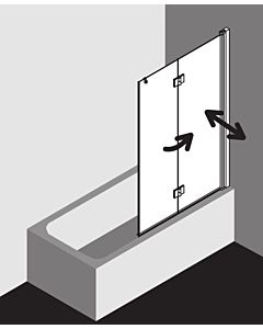 Kermi Liga Badewannen-Faltwand LI2PR120151AK 120x150cm, silber mattglanz, ESG klar, rechts