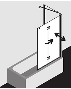 Kermi Liga bath wall LI2PR100151AK 100x150cm, matt silver, clear TSG, right