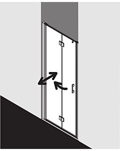 Kermi Liga pendulum folding door for side wall LI2SL10018VAK 100x185cm, silver high gloss, TSG clear, left, on shower tray