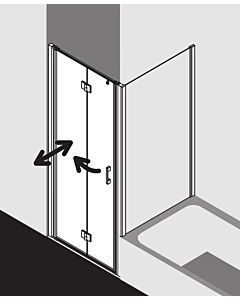 Kermi porte pliante Liga pour panneau latéral LI2SL07018VAK 70x185cm, argent brillant, TSG transparent, gauche, sur receveur de douche