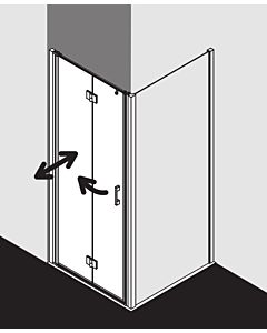 Kermi porte pliante Liga pour panneau latéral LI2SL10018VPK 100x185cm, argent brillant, verre de sécurité trempé transparent, gauche, sur receveur de douche