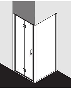 Kermi porte pliante Liga pour paroi latérale LI2SL08018VAK 80x185cm, argent brillant, TSG clair, gauche, sur receveur de douche