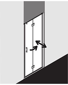 Kermi porte pliante Liga pour paroi latérale LI2SR10520VAK 105x200cm, argent brillant, verre trempé transparent, droite, sur receveur de douche