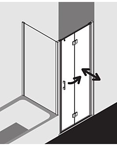 Kermi porte pliante Liga pour paroi latérale LI2SR12018VPK 120x185cm, argent brillant, verre de sécurité trempé transparent, à droite, sur receveur de douche