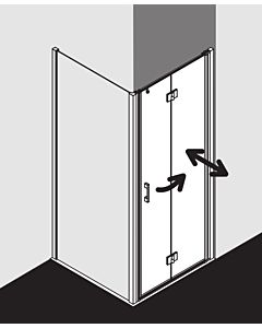 Kermi Liga pendulum folding door for side wall LI2SR105201PK 105x200cm, matt silver, TSG clear clean, right, on shower tray