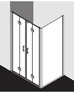 Kermi Liga pendulum folding door 4-part. in recess LI2T412518VAK 125x185cm, high-gloss silver, clear TSG, on shower tray