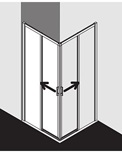 Kermi Liga demi-porte d&#39; Liga Kermi LI2CL08318VAK 83x185cm, argent brillant, TSG clair, gauche, sur la zone de douche