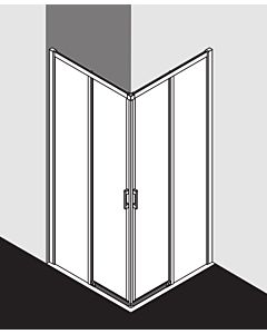Kermi Liga entry half slide. 2-part floor-free LIC2L120201AK 120x200cm, matt silver, clear TSG, left, on shower tray