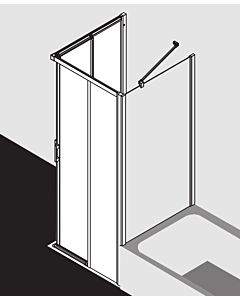 Kermi Liga entry half slide. 2-part floor-free LIC2L123201PK 123x200cm, silver matt gloss, TSG clear clean, left, on the shower area
