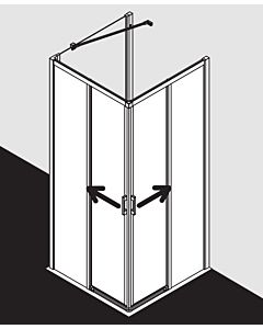 Kermi Liga entry half slide. 2-part off-floor LIC2L080201AK 80x200cm, matt silver, clear TSG, left, on shower tray