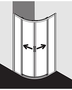 Kermi Liga -free quarter-circle sliding door with 2 fixed fields LIC50090201AK 90x200cm, matt silver, clear TSG