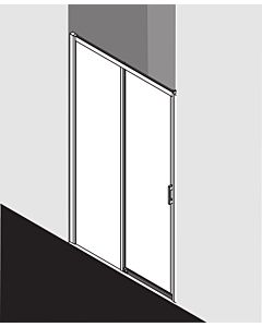 Kermi porte Liga 2 pcs. sans plancher avec champ fixe LID2L15020VPK 146-151x200cm, argent brillant, verre de sécurité trempé clair, gauche, sur receveur de douche