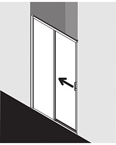 Kermi Liga door 2-part. floor-free with fixed panel LID2L160201PK 156-161x200cm, matt silver, clear ESG Clean, left, on shower tray