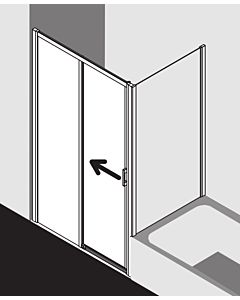 Kermi Liga door 2-part. off the floor with fixed panel LID2L130201AK 126-131x200cm, matt silver, clear TSG, left, on shower tray