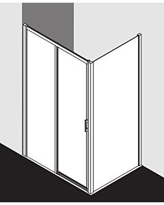 Kermi porte Liga 2 pcs. sans plancher avec champ fixe LID2L115201AK 111-116x200cm, brillant argent mat, verre de sécurité trempé, gauche, sur receveur de douche