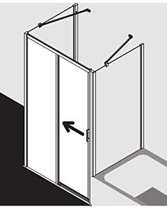 Kermi Liga door 2-part. floor-free with fixed panel LID2L11520VPK 111-116x200cm, silver high gloss, TSG clear clean, left, on shower tray