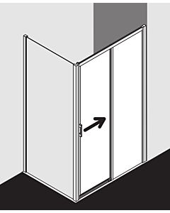 Kermi Liga door 2-part. floor-free with fixed panel LID2R16020VPK 156-161x200cm, silver high gloss, TSG clear clean, right, on shower tray