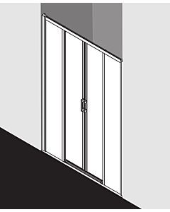 Kermi Liga Gleitt. 4-tlg. bodenfrei mit Festfeldern LID4B14520VAK 145x200cm, silber hochglanz, ESG klar, auf Duschwanne