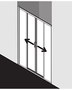 Kermi Liga slip. 4-part off the floor with fixed panels LID4B12520VAK 125x200cm, high-gloss silver, clear toughened safety glass, on a shower tray