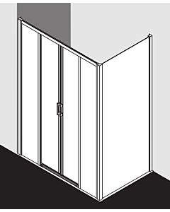 Kermi Liga slide. 4 pièces sans sol avec champs fixes LID4B130201PK 130x200cm, brillant argent mat, TSG clear clean, sur receveur de douche