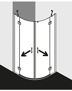 Kermi Liga porte battante quart de cercle, sans Liga avec 2 champs fixes LIE5509020VPK 90x90x200cm, argent brillant KermiCLEAN