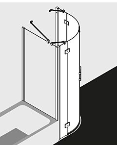 Kermi Liga Viertelkreis-Schwingtür bodenfrei mit 2 Festfeldern LIE5510120VAK 100x100x200cm, silber/hochglanz