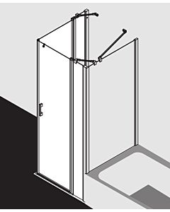 Kermi Liga half Liga entry swing door with fixed panel LIEPL083181PK 83x185cm, matt silver, TSG clear clean, left, on the shower area