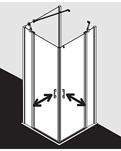 Kermi Liga Eckeinstieg-Hälfte Pendeltür mit Festfeld LIEPR09320VAK 93x200cm, silber hochglanz, ESG klar, rechts, auf Duschplatz