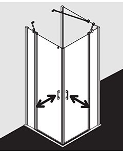 Kermi Liga Eckeinstieg-Hälfte Pendeltür mit Festfeld LIEPL083181AK 83x185cm, silber mattglanz, ESG klar, links, auf Duschplatz