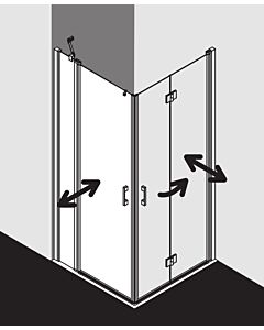 Kermi demi-porte d&#39;entrée d&#39; Liga avec champ fixe LIEPL12320VPK 123x200cm, argent brillant, verre de sécurité trempé clair, gauche, sur la zone de douche
