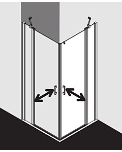 Kermi Liga half Liga entry swing door with fixed panel LIEPR123201AK 123x200cm, matt silver, clear TSG, right, on the shower area
