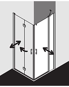 Kermi Liga entry half swing door with fixed panel LIEPR090181PK 90x185cm, matt silver, TSG clear clean, right, on shower tray