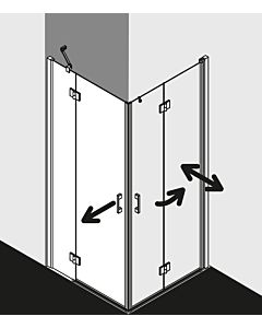 Kermi Liga entry half swing door with fixed panel LIESL12020VPK 120x200cm, silver high gloss, TSG clear clean, left, on shower tray