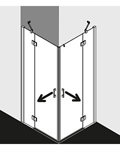 Kermi Liga half Liga entry swing door with fixed panel LIESL08320VAK 83x200cm, high-gloss silver, clear TSG, left, on the shower area