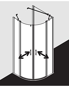 Kermi Liga porte battante quart de cercle à panneaux fixes LIP5508018VPK 80x185cm, argent brillant, verre de sécurité trempé transparent, sur receveur de douche