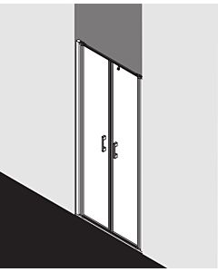 Kermi Liga Pendeltür in Nische LIPTD10020VAK 100x200cm, silber hochglanz, ESG klar, auf Duschwanne