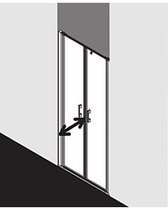 Kermi Liga swing door in recess LIPTD07018VAK 70x185cm, high gloss silver, clear TSG, on shower tray