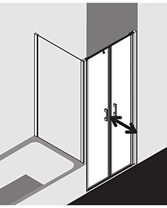 Kermi Liga porte battante en niche LIPTD08518VPK 85x185cm, argent brillant, verre de sécurité trempé clair, sur receveur de douche