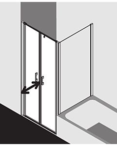 Kermi Liga swing door in recess LIPTD09018VAK 90x185cm, high-gloss silver, clear TSG, on shower tray