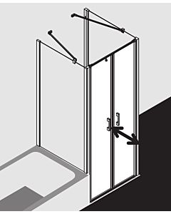 Kermi Liga porte battante dans niche LIPTD095181PK 95x185cm, argent mat brillant, verre de sécurité trempé clair, sur receveur de douche