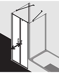 Kermi Liga porte battante en niche LIPTD08018VAK 80x185cm, argent brillant, verre de sécurité trempé transparent, sur receveur de douche