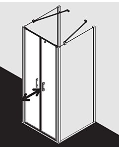 Kermi Liga porte battante en niche LIPTD100201PK 100x200cm, argent mat brillant, verre de sécurité trempé clair, sur receveur de douche