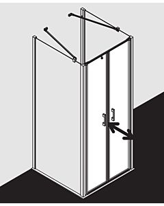 Kermi Liga porte battante en niche LIPTD105181PK 105x185cm, brillant argent mat, TSG clear clean, sur receveur de douche