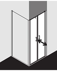 Kermi Liga porte battante en niche LIPTD09518VPK 95x185cm, argent brillant, verre de sécurité trempé transparent, sur receveur de douche