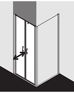 Kermi Liga porte battante en niche LIPTD10520VAK 105x200cm, argent brillant, verre de sécurité trempé transparent, sur receveur de douche