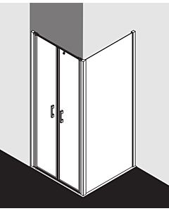 Kermi Liga Pendeltür in Nische LIPTD09518VAK 95x185cm, silber hochglanz, ESG klar, auf Duschwanne
