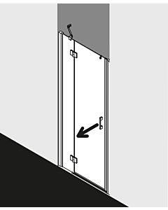 Kermi Liga swing door with fixed panel LISTR10520VAK 105x200cm, silver / high gloss, right, on shower tray